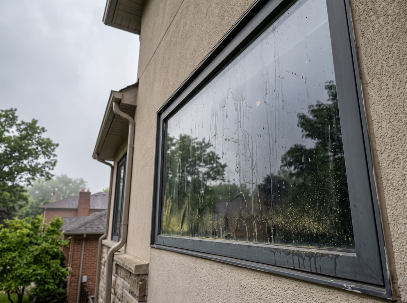 Exterior window cleaning in Metro Atlanta, GA and DFW Metroplex, TX — before and after — before