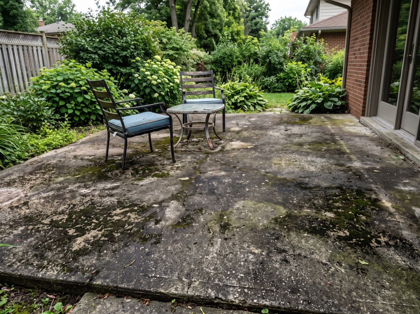 Power Washing · Patio — before and after — before