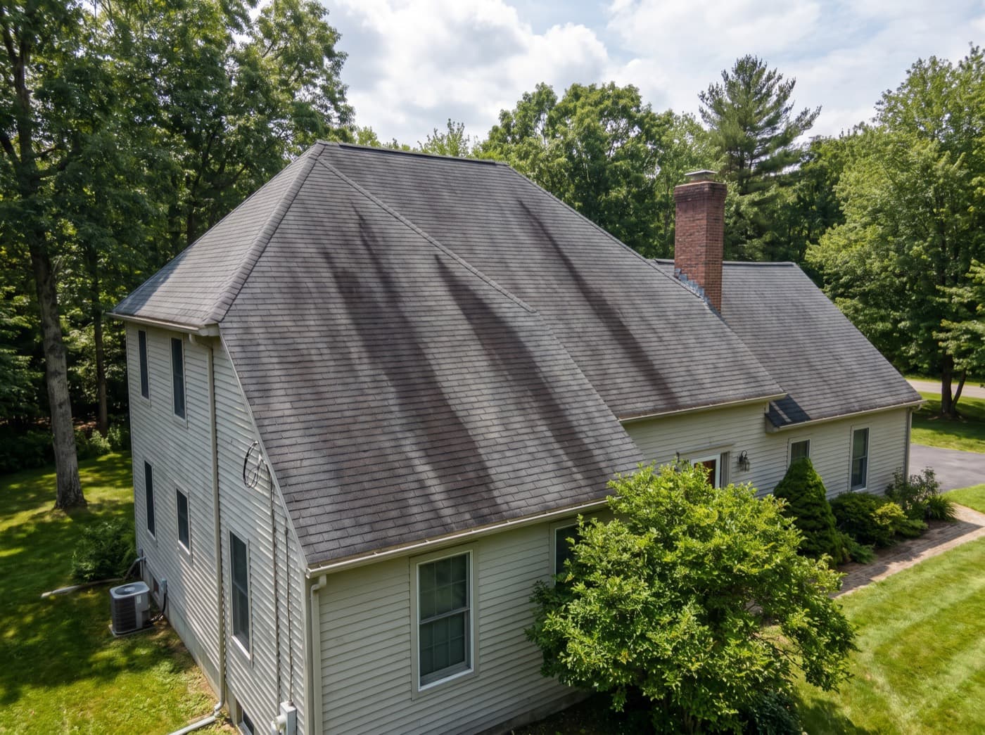 Roof Washing — before and after — before
