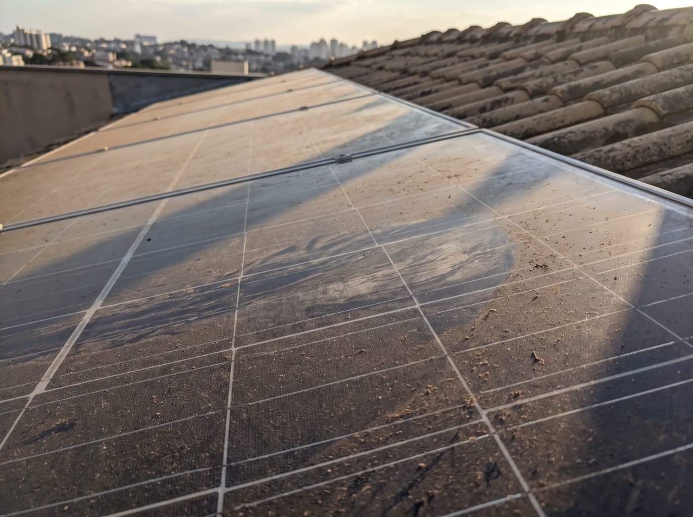 Solar Panel Cleaning — before and after — before